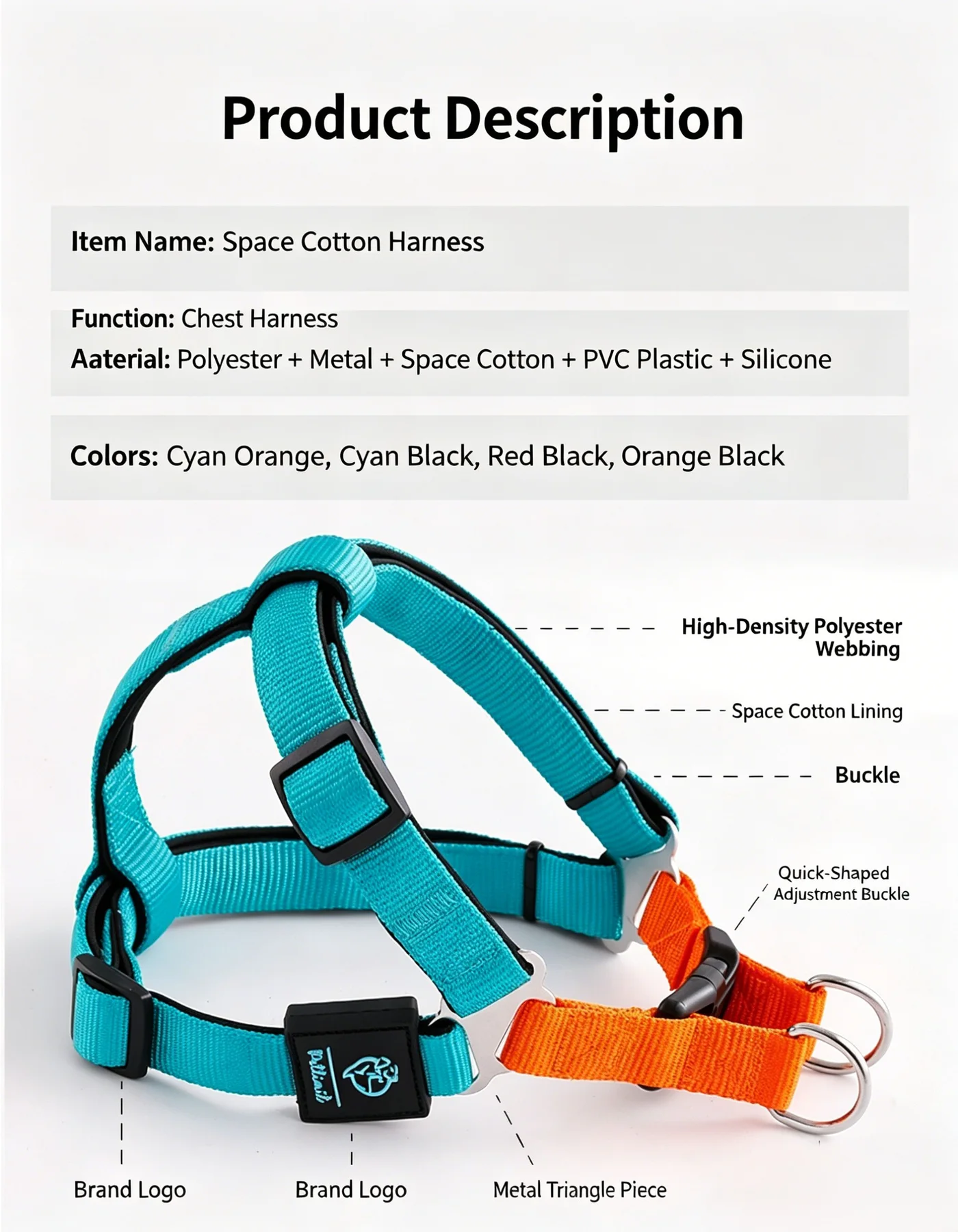 Color-Block Dog Harness-0